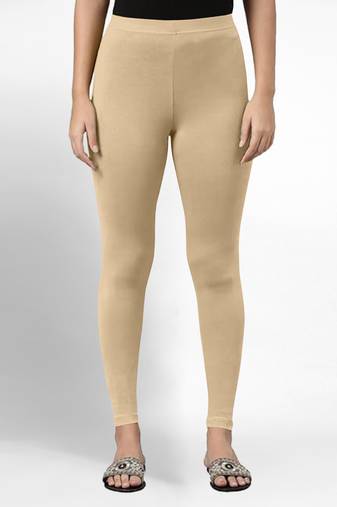 Super combed cotton elastane stretch ankle length leggings with ultrasoft waistband