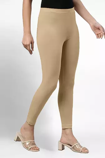 Super combed cotton elastane stretch ankle length leggings with ultrasoft waistband