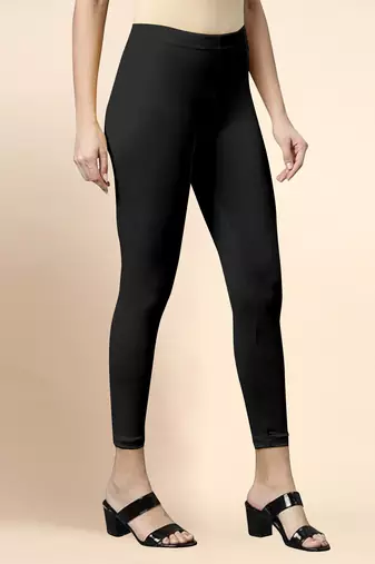 Trendmalls Microfiber elastane stretch soft cropped leggings with ultrasoft waistband