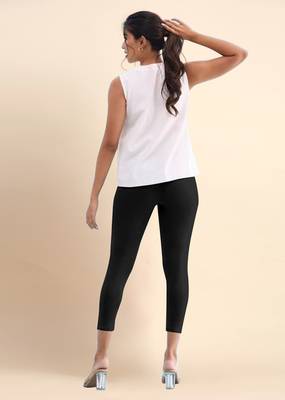 Trendmalls Microfiber elastane stretch soft cropped leggings with ultrasoft waistband 3