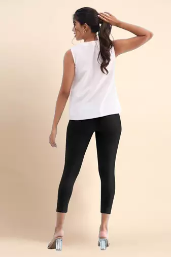 Trendmalls Microfiber elastane stretch soft cropped leggings with ultrasoft waistband