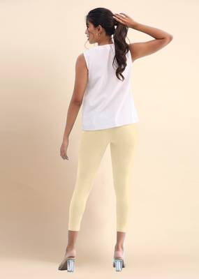 Trendmalls Microfiber elastane stretch soft cropped leggings with ultrasoft waistband 3