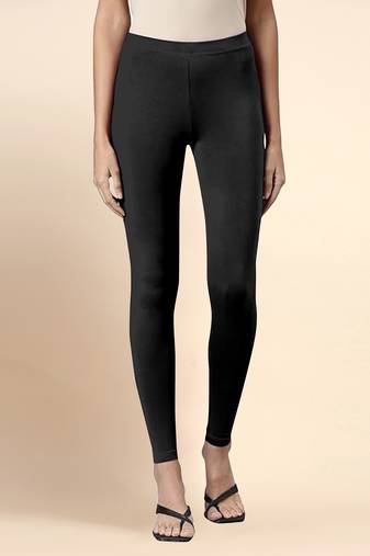 Microfiber elastane stretch soft ankle length leggings with ultrasoft waistband