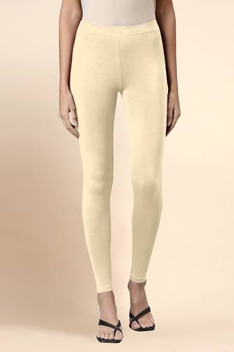 Microfiber elastane stretch soft ankle length leggings with ultrasoft waistband