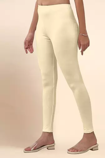 Microfiber elastane stretch soft ankle length leggings with ultrasoft waistband