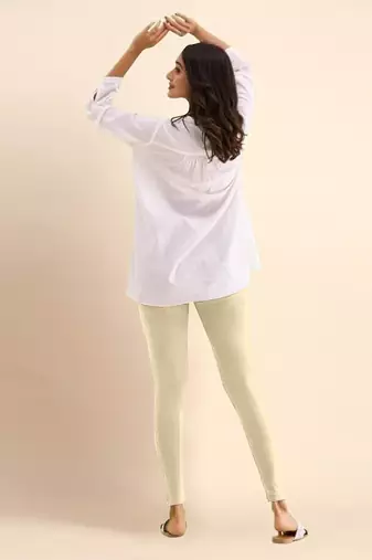 Microfiber elastane stretch soft ankle length leggings with ultrasoft waistband