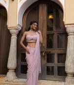 ready to wear oyster embellished draped saree