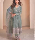 Grey georgette embroidered Palazzo suit