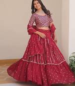maroon lehenga choli with dupatta 