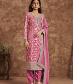 Pink embroidery dolla jacquard salwar kameez