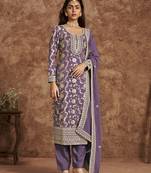 Purple embroidery dolla jacquard salwar kameez