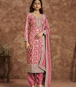 Pink embroidery dolla jacquard salwar kameez