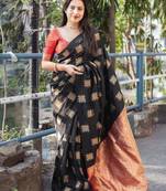 Black silk blend saree with blouse