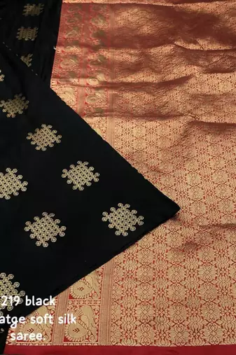Black silk blend saree with blouse