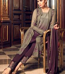Multicolor zari embroidery and dimond work georgette straight pant- full stitched