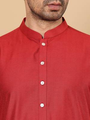 red straight viscose silk kurta 5