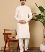 off-white straight viscose silk textured effect kurta