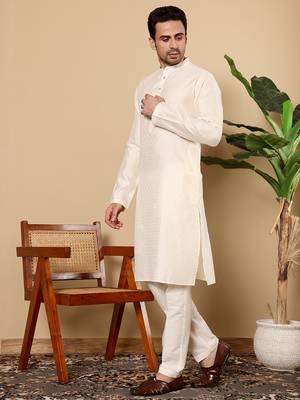 off-white straight viscose silk textured effect kurta 2
