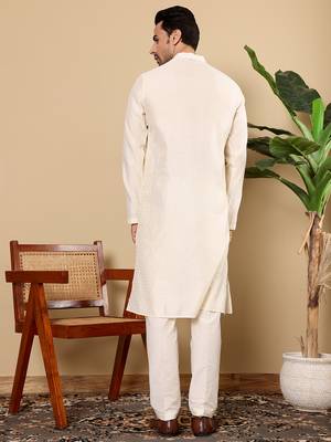 off-white straight viscose silk textured effect kurta 4