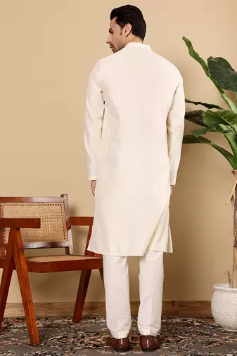 off-white straight viscose silk textured effect kurta