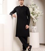 Balck rayon silk chikankari straight kurta