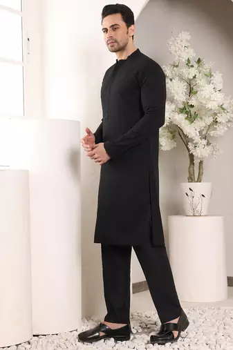 Balck rayon silk chikankari straight kurta