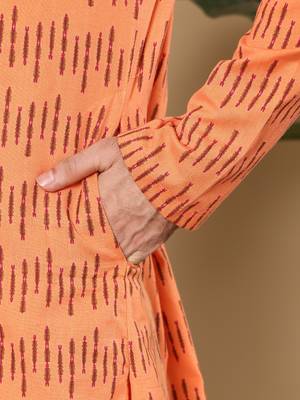 orange straight cotton printed kurta 4