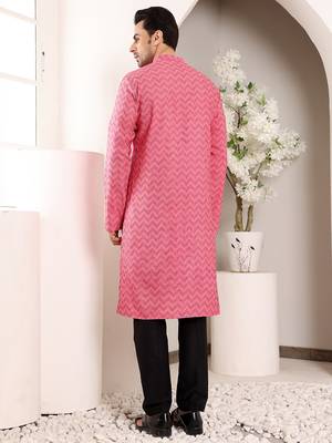 pink straight cotton printed kurta 3