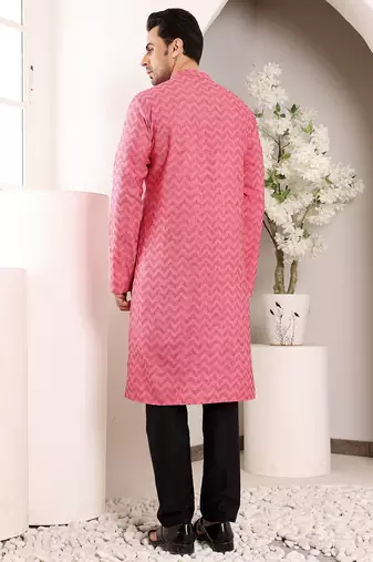 pink straight cotton printed kurta