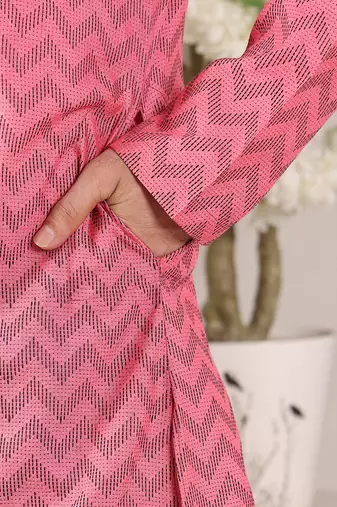pink straight cotton printed kurta