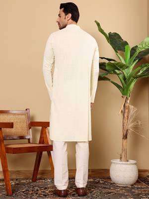 White rayon silk straight chikankari kurta 3