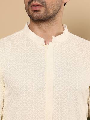 White rayon silk straight chikankari kurta 5