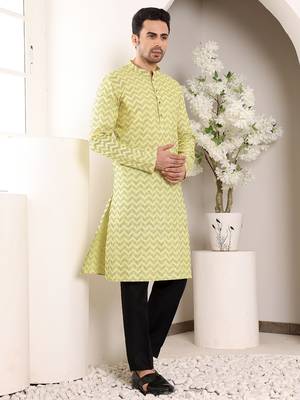 Yellow embroidery kurta straight cotton kurta 2