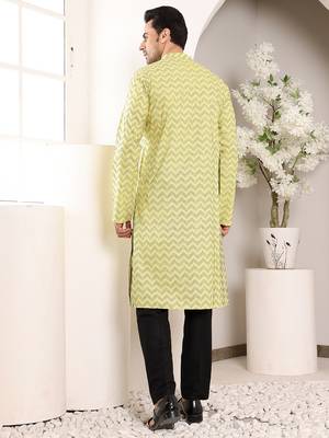 Yellow embroidery kurta straight cotton kurta 3