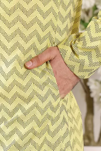 Yellow embroidery kurta straight cotton kurta