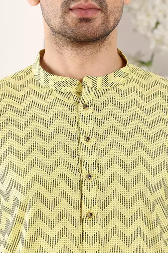 Yellow embroidery kurta straight cotton kurta