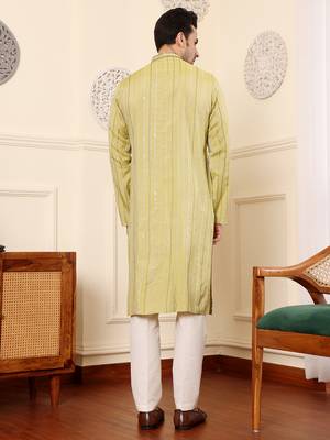Light green viscose silk ethnic straight kurta 3