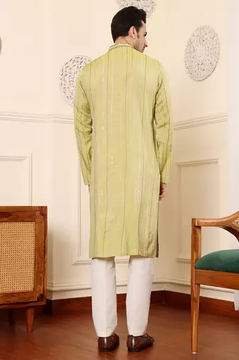 Light green viscose silk ethnic straight kurta