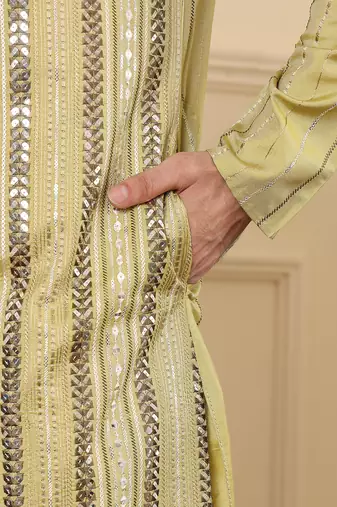 Light green viscose silk ethnic straight kurta