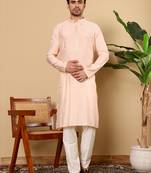 cream straight viscose silk embroidered kurta