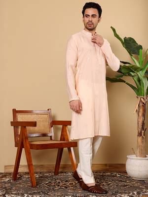 cream straight viscose silk embroidered kurta 2