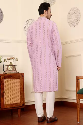 Pink printed straight cotton kurta