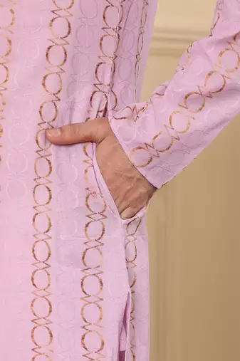 Pink printed straight cotton kurta