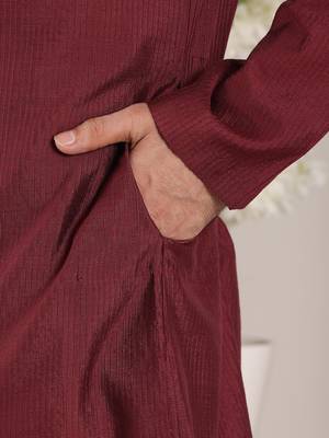 maroon straight viscose silk textured effect kurta 5