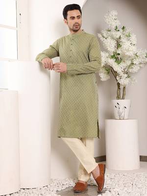 green straight viscose silk textured effect kurta 5