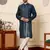 dark blue straight viscose silk embroidered kurta