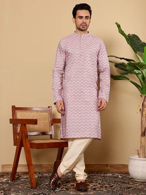 Pink embroidery kurta straight cotton kurta 1