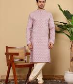 Pink embroidery kurta straight cotton kurta