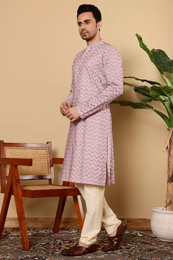 Pink embroidery kurta straight cotton kurta