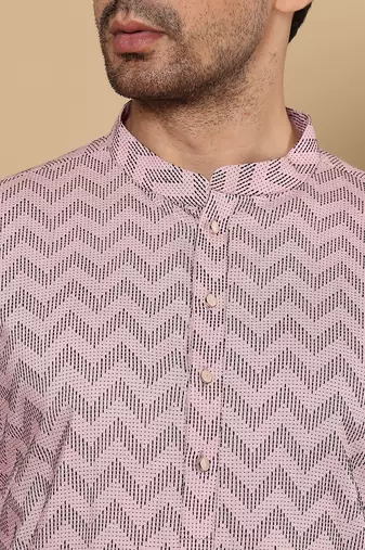 Pink embroidery kurta straight cotton kurta